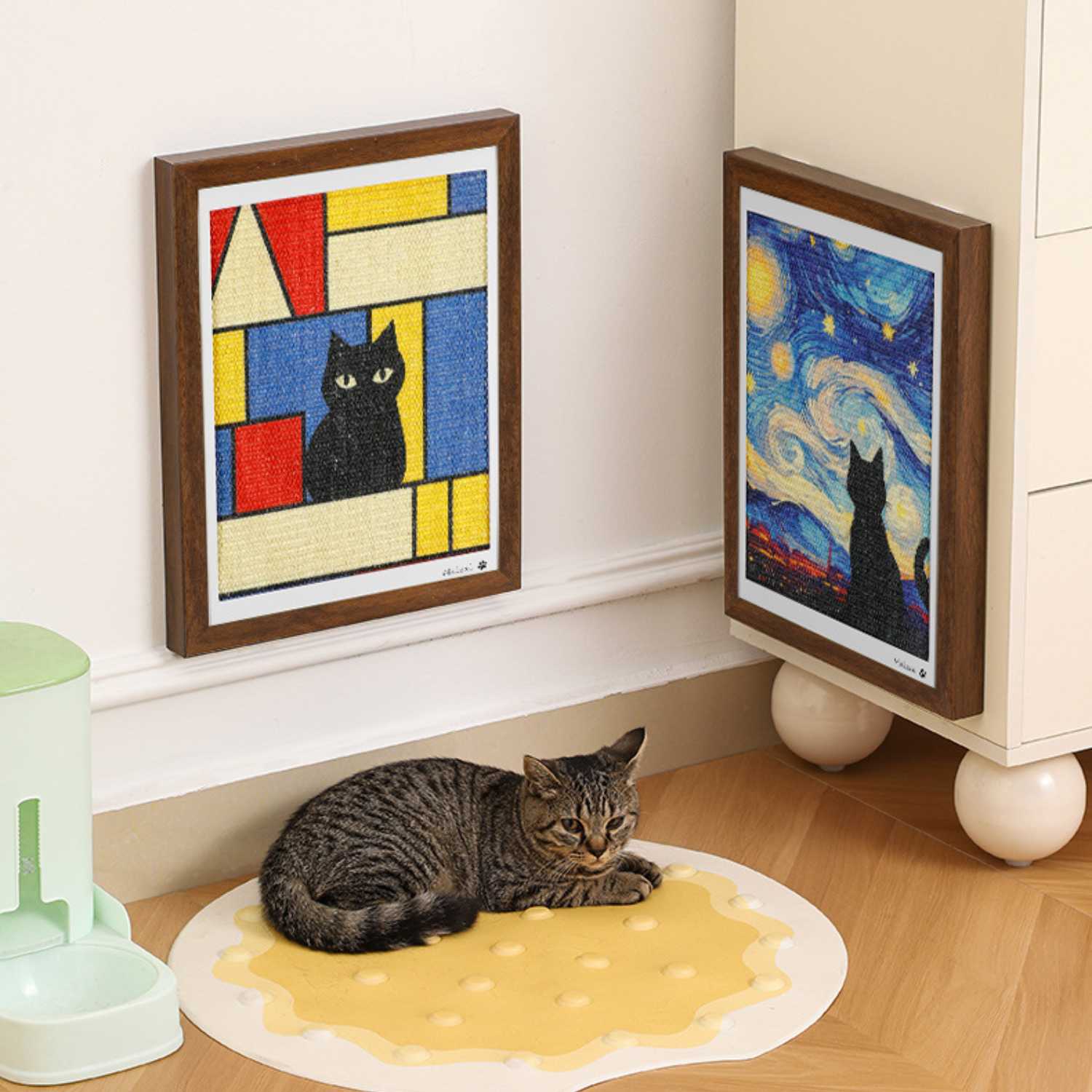 Kattenkrabplank 3d frame kattenkunst aan de muur